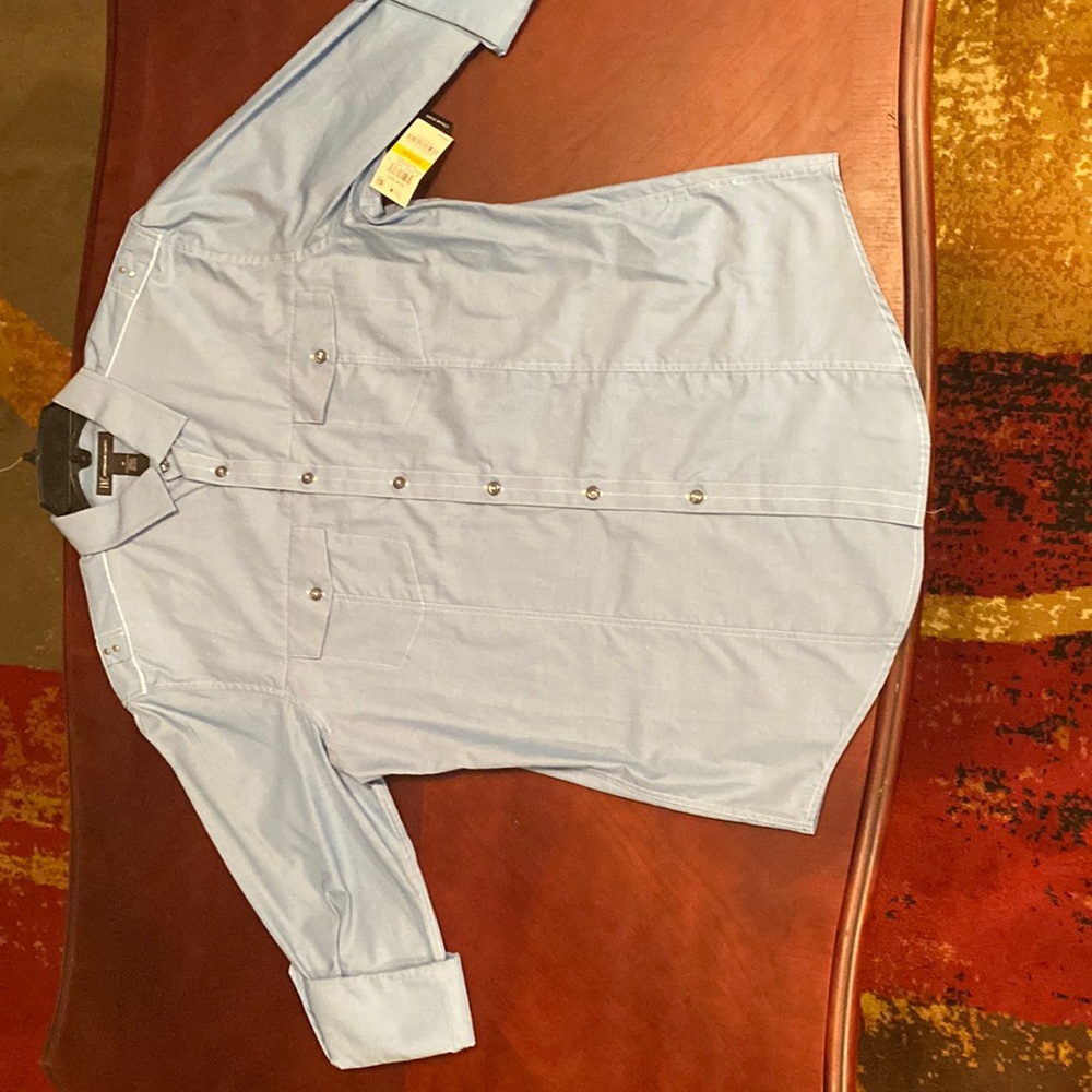 INC button down dress shirt. New with tags. Medium antique blue.